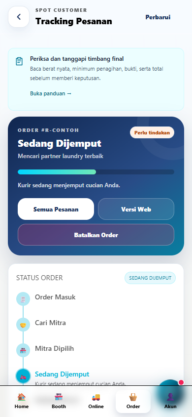 Bantuan dan tracking timbang pada aplikasi Customer