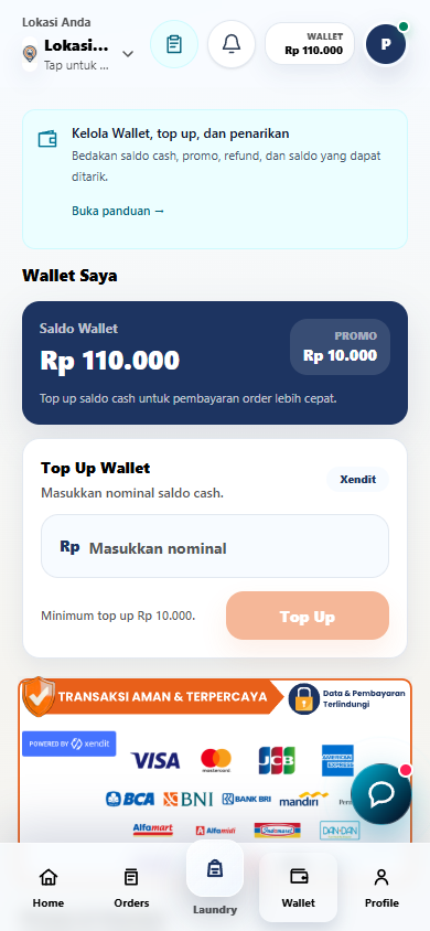 Saldo cash dan promo pada Wallet Customer